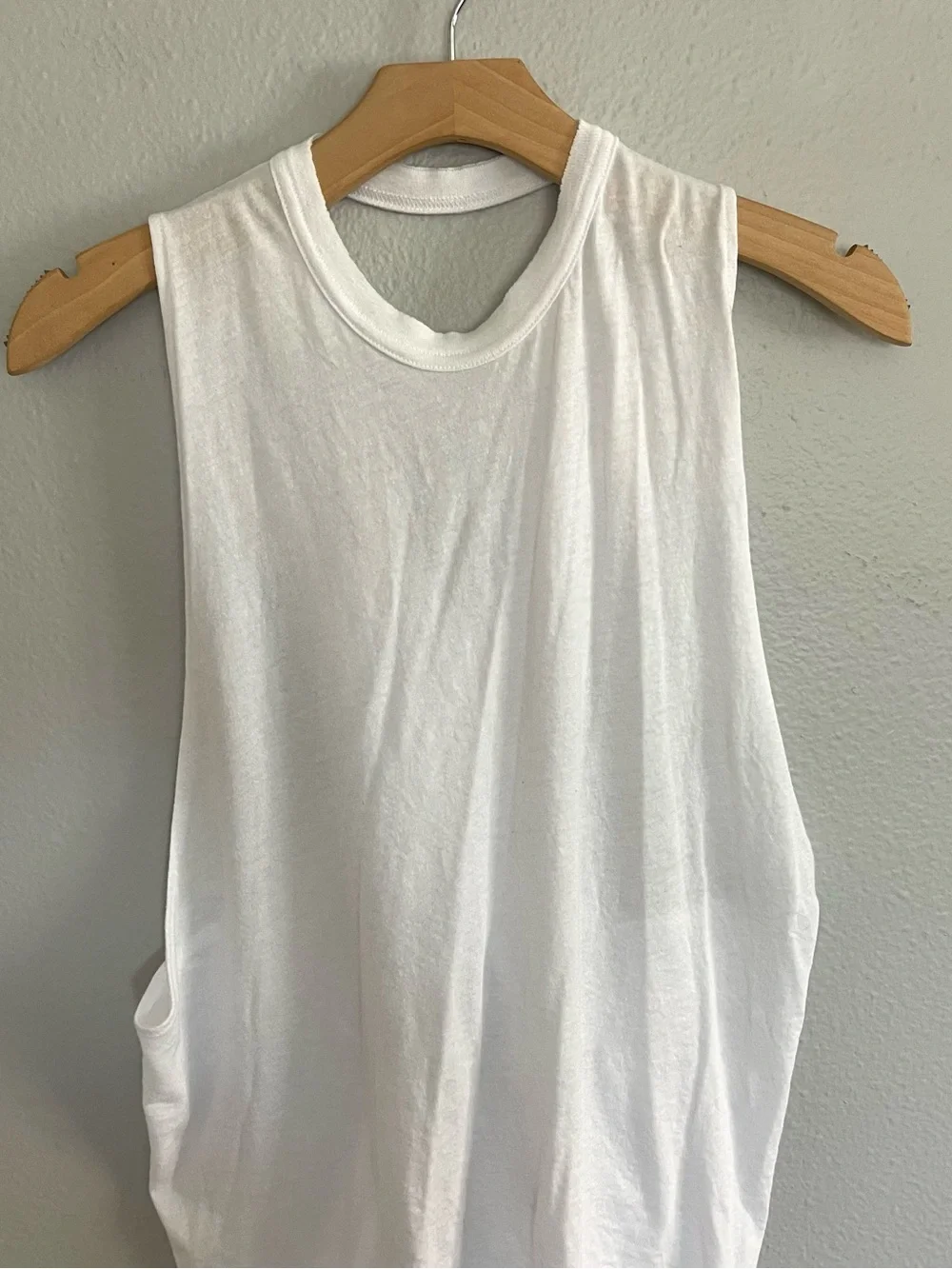 Free People White Scoop Neck Muscle Tank open cross cross back